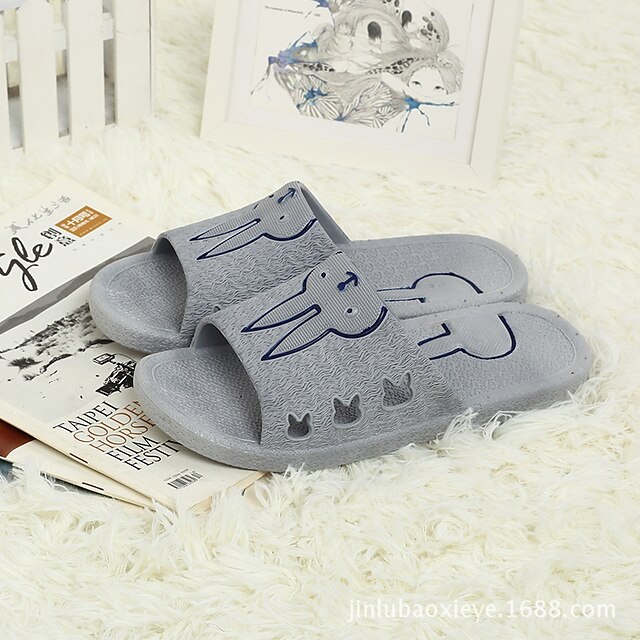  Unisex Slippers & Flip-Flops Spring Summer Fall Comfort PVC Casual Flat Heel Black Dark Blue Gray
