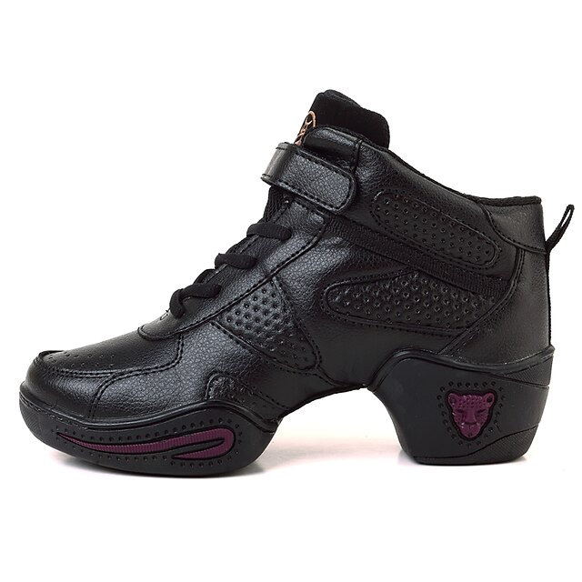  Women's Dance Sneakers Leatherette Flat / Heel Ruffles / Ruched Low Heel Customizable Dance Shoes Black / Performance / Practice