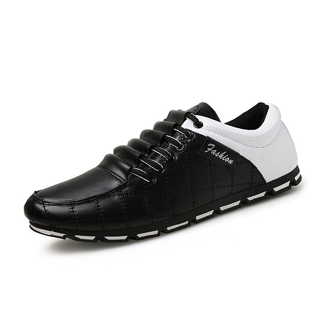  Hombre Mocasín PU Primavera / Otoño Zapatos de taco bajo y Slip-On Paseo Negro / blanco / Marrón / Negro