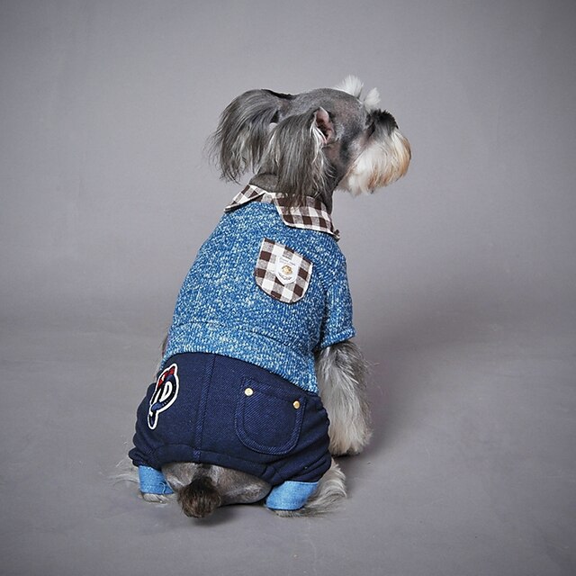  כלב סרבלים חורף בגדים לכלבים כחול ורוד תחפושות ג'ינסים כותנה קולור בלוק אופנתי XS S M L XL