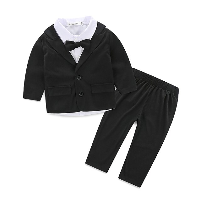 

Boys' Solid Colored Long Sleeve Clothing Set