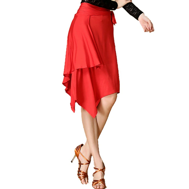 Latin Dance Skirt Leopard Women's Training Performance Chinlon Spandex 5