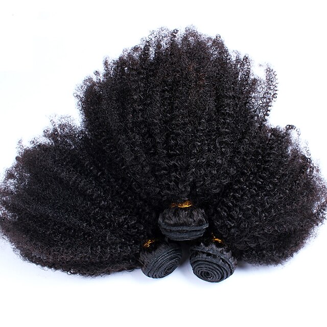  Индийские волосы Афро Kinky Curly Натуральные волосы 300 g Человека ткет Волосы Ткет человеческих волос Горячая распродажа Расширения человеческих волос / 8A / Кудрявый вьющиеся