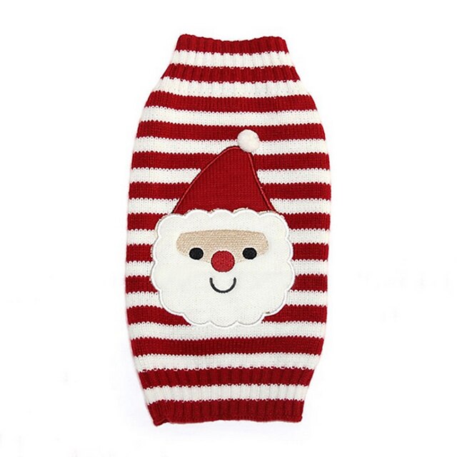  Kat Hond Truien Gestreept Kerstmis Nieuwjaar Winter Hondenkleding Puppy kleding Hondenoutfits Rood Kostuum voor Girl and Boy Dog Wollen XXS XS S M L XL