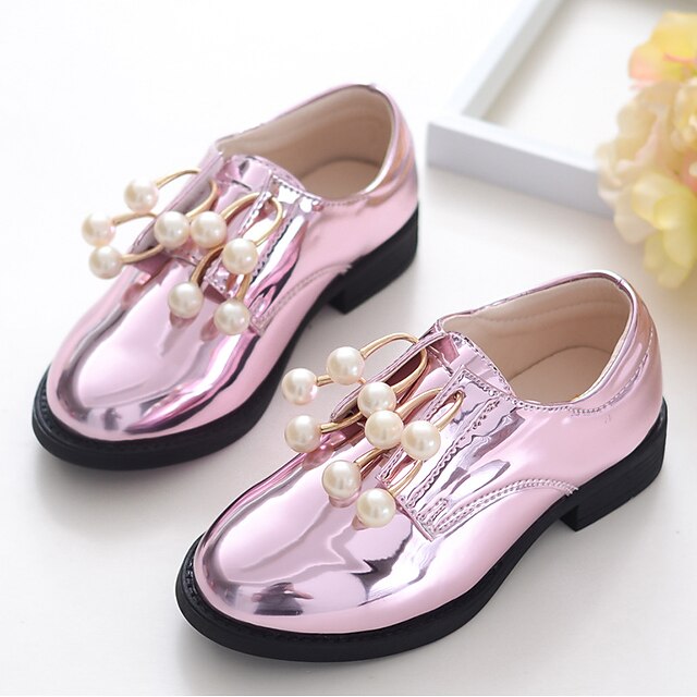  Girls' Shoes PU(Polyurethane) Spring / Fall Light Up Shoes Flats Imitation Pearl for Pink / Golden