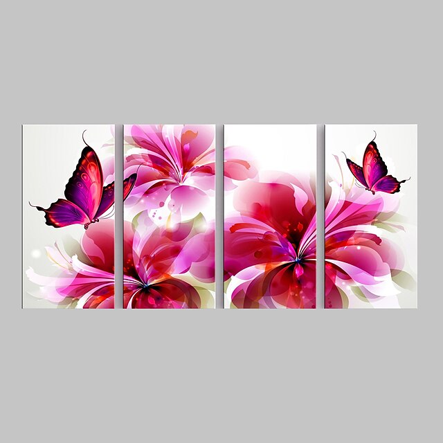  Druck Blumenmuster / Botanisch Klassisch Vier Panele Kunstdrucke