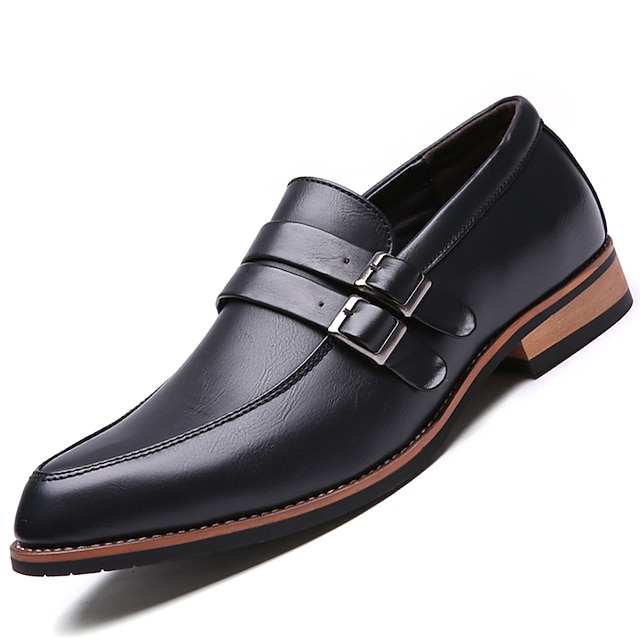  Men‘s Business Comfort Leather Office & Career / Casual Flat Heel Slip-On Black / Brown 