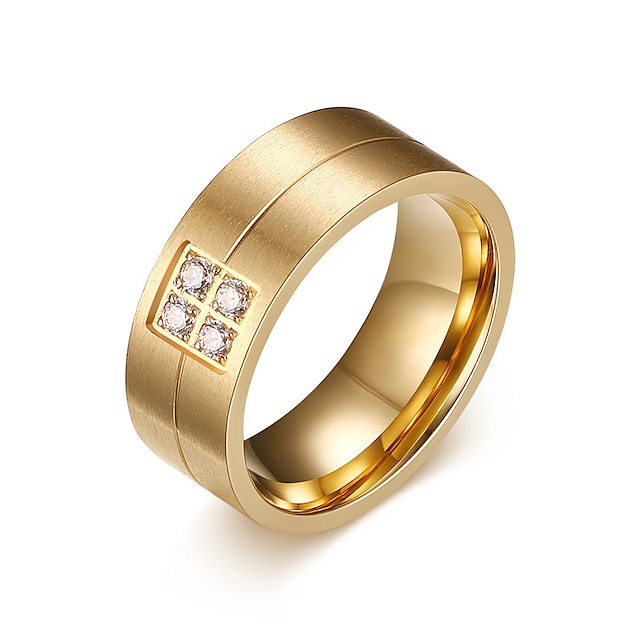  Męskie Obrączka Pierścienie rowkowe Złoty Stal tytanowa Spersonalizowane Moda Ślub Codzienny Biżuteria