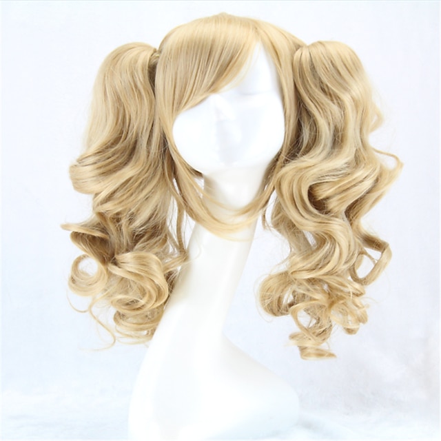  парик с конским хвостом косплей костюм парик синтетический парик косплей парик кудрявый кудрявый с хвостиком парик блондинка синтетические волосы женские светлые волосы радость