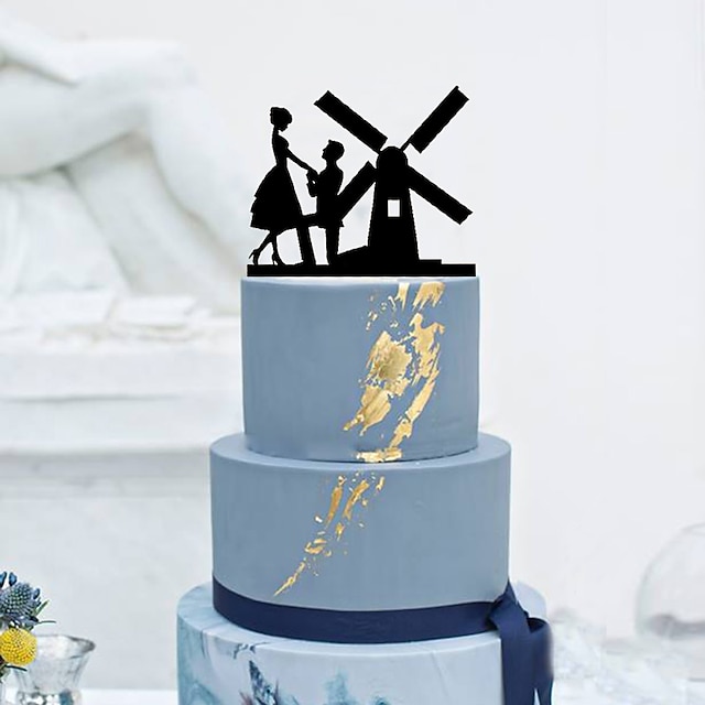  Figurky na svatební dort Klasický motiv Klasický pár Akrylát Svatební s Květiny 1 pcs Dárková krabička