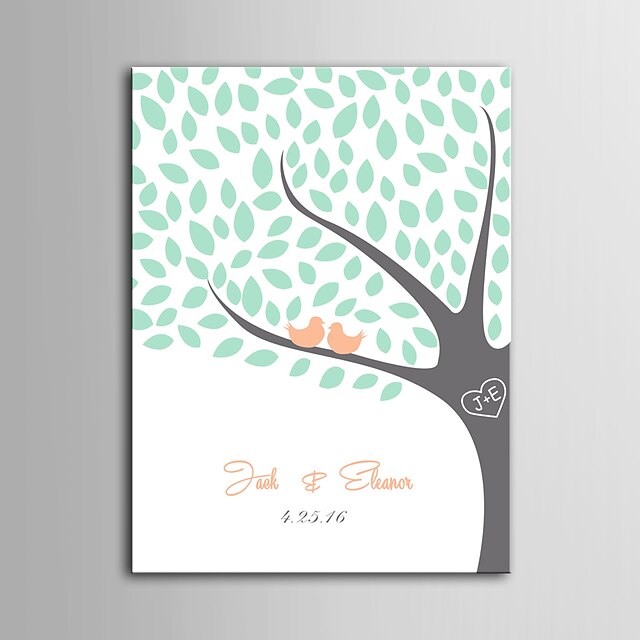  הדפסת דואר home® בד חתימה אישית מסגרת בלתי נראית - ציפורים על העץ