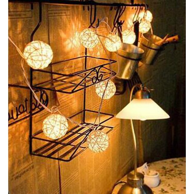  1.2M 10Bulbs LED String Lamps Sepak Takraw Balls Lights Christmas Outdoor Wedding Home Decoration