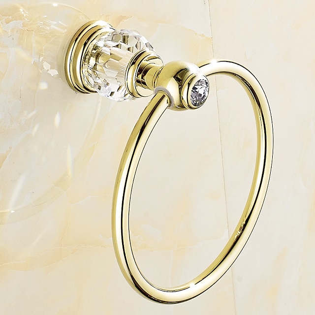  טבעת מגבות עכשווית נירוסטה מתלה מגבות אמבטיה מלוטש זהוב 1 יחידה