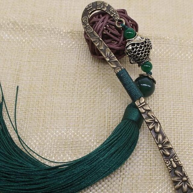  Exquisite Classical Chinese Style Metal Bookmark Tassel Cute Student Stationery Gifts Agate Antiquity