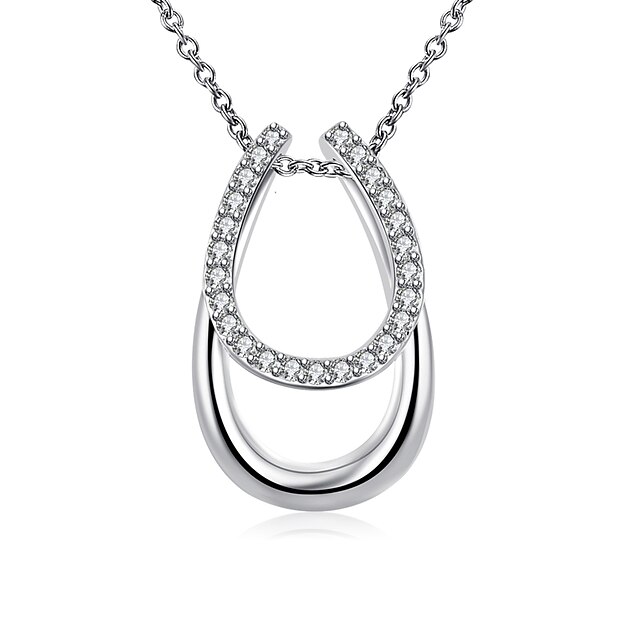 Women's Crystal Pendant Necklace Interlocking Horseshoe Luxury Fashion Synthetic Gemstones Sterling Silver Silver Plated White Necklace Jewelry For Party Daily Casual / Imitation Diamond