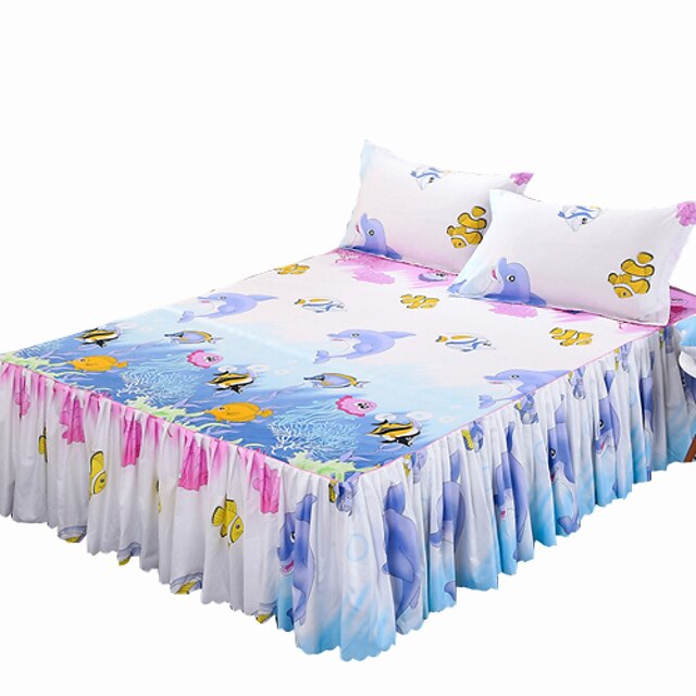  Fitted Sheet - Polyester Reactive Print Animal 1pc Bedskirt