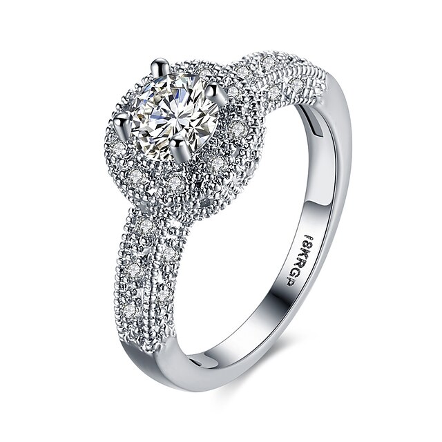  Bandring Statement Ring For Dames Diamant Kubieke Zirkonia moissanite Feest Bruiloft Casual Synthetische Edelstenen Sterling zilver Zirkonia crossover Rond Hart Liefde Wit / Gesimuleerde diamant