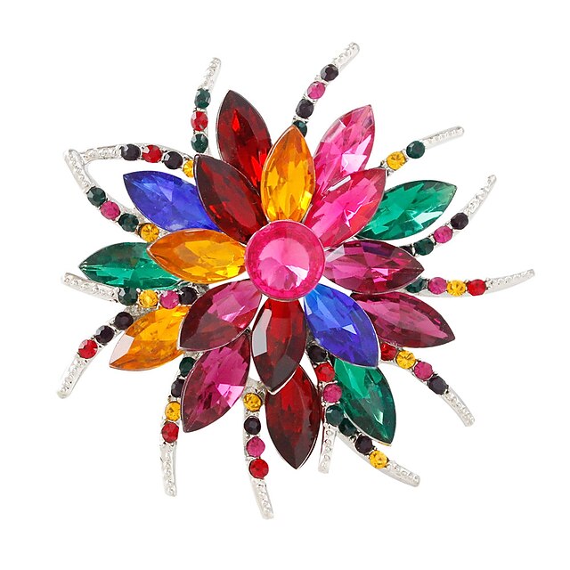  Pentru femei Cristal Broșe Floare Personalizat Modă Plin de Culoare Broșă Bijuterii Curcubeu Alb / Alb Culori Asortate Pentru Petrecere Zilnic