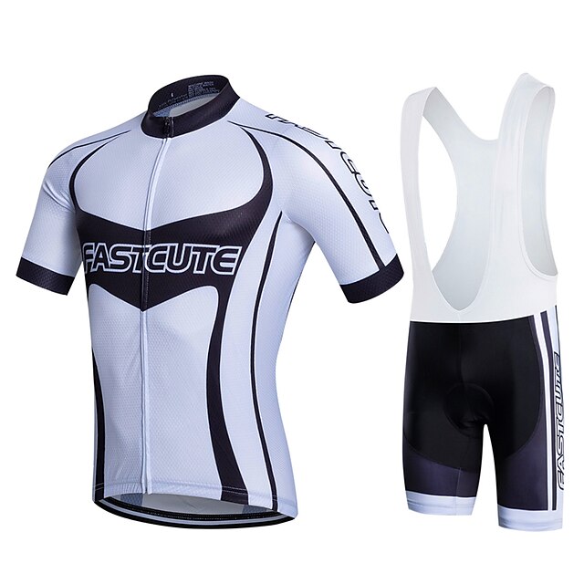  Fastcute Hombre Manga Corta Maillot de Ciclismo con Shorts Bib Poliéster Licra Negro Tallas Grandes Bicicleta Petos de deporte / Culotte con tirantes Camiseta / Maillot Pecheros / Mallas Largas Con