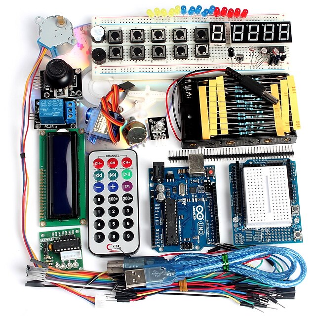  Funduino erweiterte Starter-Kit lcd Servomotor Punktmatrix-Steckbrett geführt Grundelement Pack kompatibel für Arduino