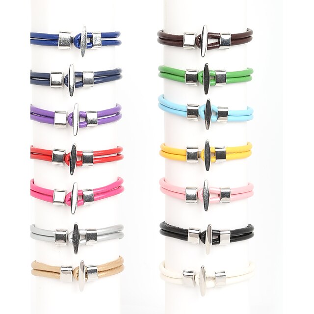  Heren Wikkelarmbanden Lederen armbanden - Leder Dubbele laag, Modieus Armbanden Roze / Navy / Lichtblauw Voor Dagelijks Causaal Sport