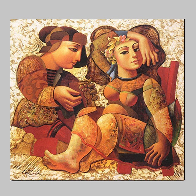  Hang-malované olejomalba Ručně malované - Lidé Současný styl Obsahovat vnitřní rám / Reprodukce plátna