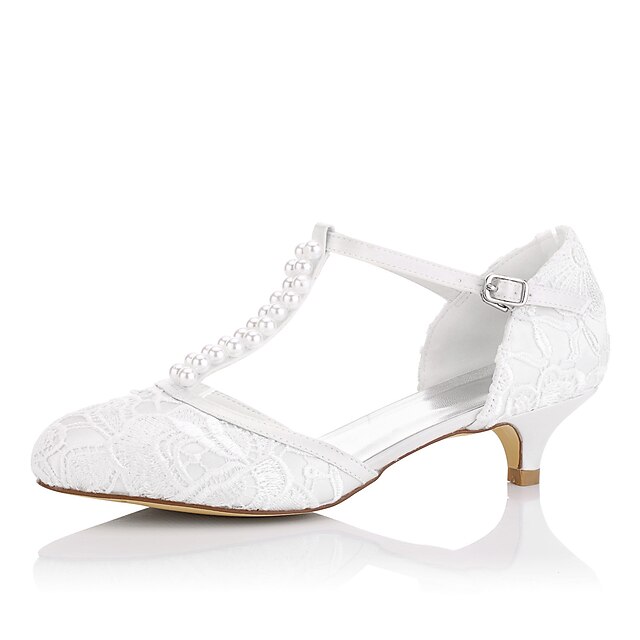  Women's Heels Spring / Summer Low Heel Wedding Dress Party & Evening Pearl Silk Ivory / EU40