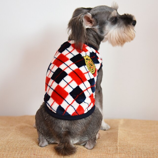  قط كلب T-skjorte الشتاء ملابس الكلاب أصفر أحمر رمادي كوستيوم قماش الفانيلا Plaid / Check كاجوال / يومي موضة XS S M L XL XXL