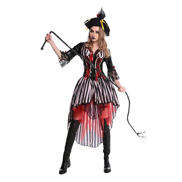  Pirata Vestidos Fantasias de Cosplay Chapéus Adulto Mulheres vestido de férias Dia Das Bruxas Festival / Celebração Terylene Mulheres Fácil Trajes de Carnaval Retalhos