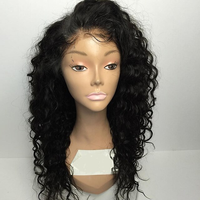  Human Hair Full Lace Wig Kinky Curly Density 100% Hand Tied African American Wig Natural Hairline Short Medium Women's Human Hair Lace Wig