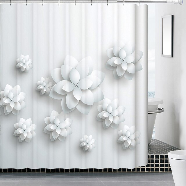  Shower Curtains White Modern Poly / Cotton Blend