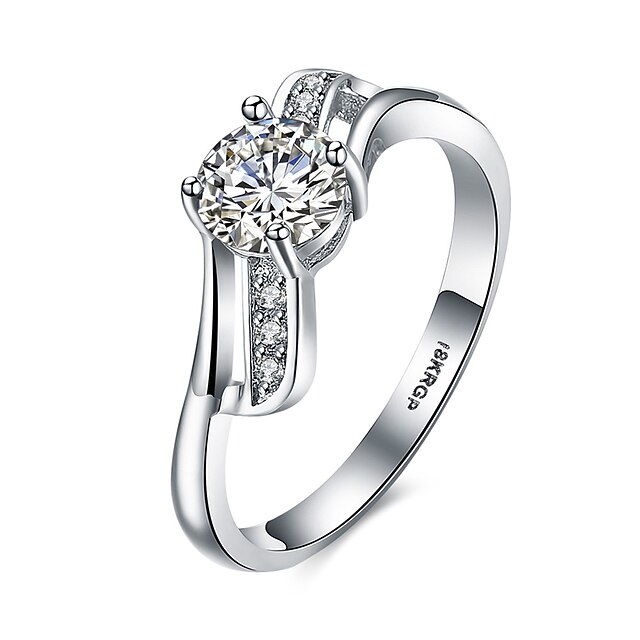 Damen Sterling Silber Zirkon Kubikzirkonia Diamantimitate Statement-Ring Bandring - Personalisiert Luxus Böhmische Liebe Herz