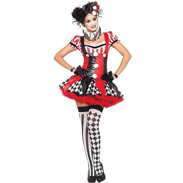  Burlesque Pagliaccio Costumi Cosplay Vestito da Serata Elegante Stile Carnevale di Venezia Per donna Halloween Feste / vacanze Terylene Completi Rosso Collage