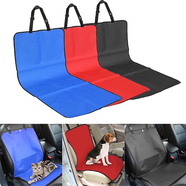  Cat Dog Car Seat Cover Seat Covers & Accessories Waterproof Foldable Durable Plaid / Check Solid Colored Textile Black Red Blue / Safety