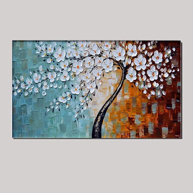  Hang målad oljemålning HANDMÅLAD - Abstrakt Blommig / Botanisk Klassisk Parfymerad Moderna Med Ram