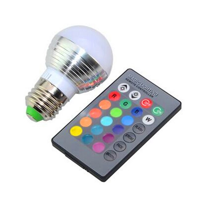  1pc 3 W LED Έξυπνες Λάμπες 150 lm E26 / E27 G45 1 LED χάντρες LED Υψηλης Ισχύος Με ροοστάτη Τηλεχειριζόμενο Διακοσμητικό RGB 85-265 V / 1 τμχ / RoHs