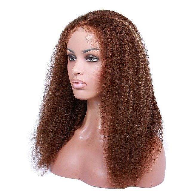  Human Hair Glueless Lace Front Lace Front Wig style Brazilian Hair Curly Wig 130% 150% Density 14-18 inch with Baby Hair Ombre Hair Natural Hairline African American Wig 100% Hand Tied Women's Medium