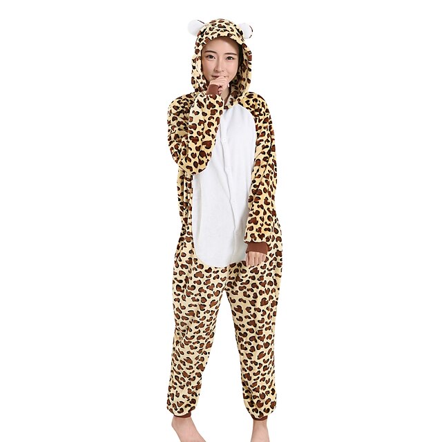  Adulți Pijamale Kigurumi Leopardul urs Pijama Întreagă Lână polară Cosplay Pentru Bărbați și femei Crăciun Haine de dormit pentru animale Desen animat Festival / Vacanță Costume / Leotard / Onesie
