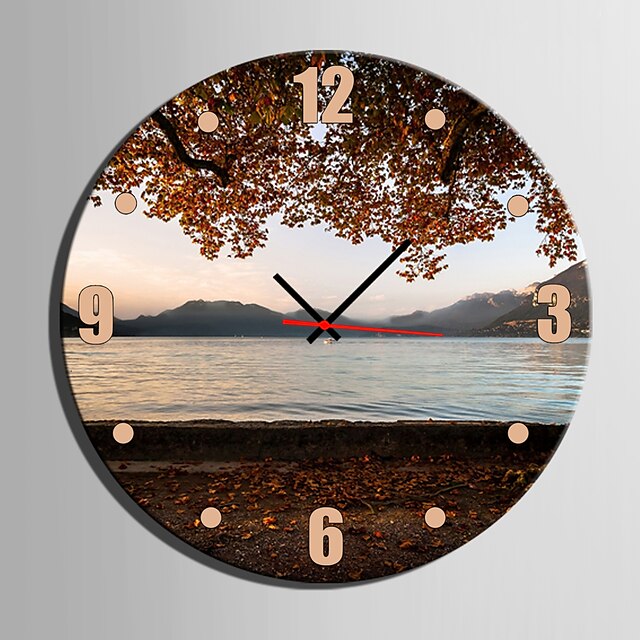  e-home® Seenlandschaft Uhr in Leinwand 1St