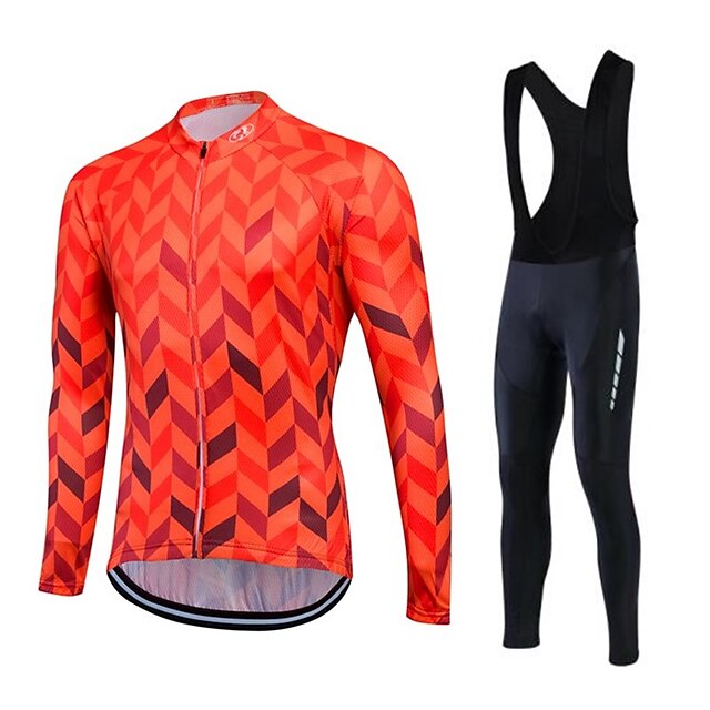  Fastcute Męskie Damskie Długi rękaw Koszulka i spodnie z szelkami na rower Rower Zestawy odzieży, 3D PAD, Keep Warm, Quick Dry, Polarowa