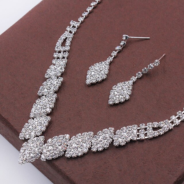  Women's Crystal Stud Earrings Choker Necklace Necklace / Earrings Fashion Crystal Earrings Jewelry Silver For Wedding Party