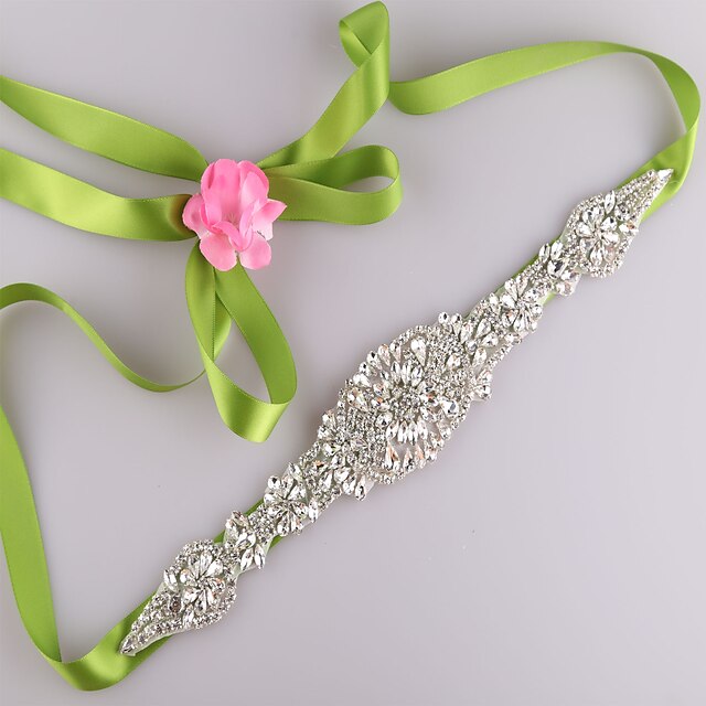  Satin Wedding / Party / Evening / Dailywear Sash With Rhinestone / Beading Women's Sashes