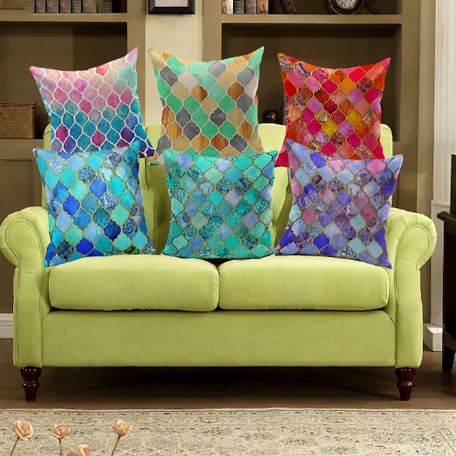  6 szt Cotton / Linen Pokrywa Pillow, Geometryczny Modern / Contemporary