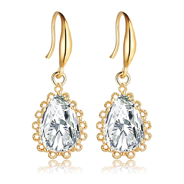  Women's Crystal Drop Earrings - Crystal, Zircon, Cubic Zirconia Flower European, Fashion, Bridal Gold / Silver For Wedding / Party / Silver Plated / Gold Plated