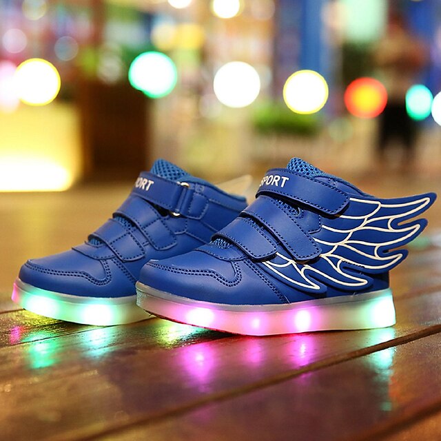  Boys' Shoes Leatherette Spring Comfort / Light Up Shoes Sneakers Walking Shoes Magic Tape / LED for White / Blue