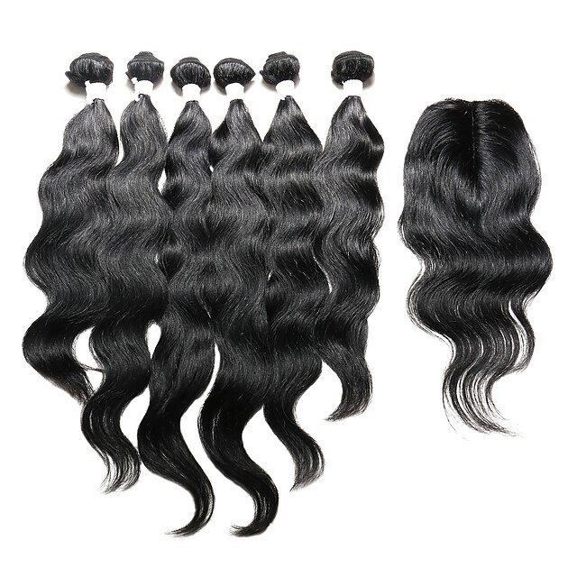  Indian Hair Natural Wave Human Hair Hair Weft with Closure Human Hair Weaves Human Hair Extensions