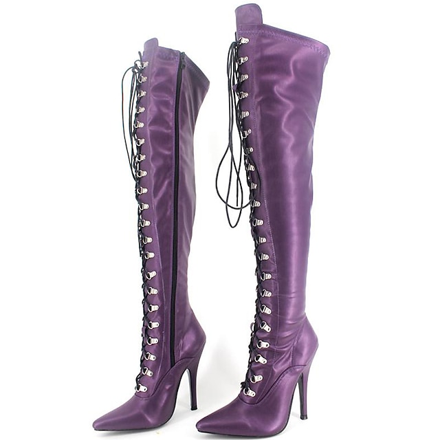  Women's Boots Sexy Boots Stiletto Heel Lace-up Patent Leather Fashion Boots / Motorcycle Boots Fall / Winter Purple / Black / Party & Evening