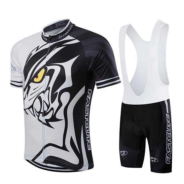  Fastcute Mulheres Homens Manga Curta Camisa com Bermuda Bretelle Verão Lycra Poliéster Moto Calções Bibes Camisa / Roupas Para Esporte Calças justas Tapete 3D Secagem Rápida Respirável Bolso Traseiro