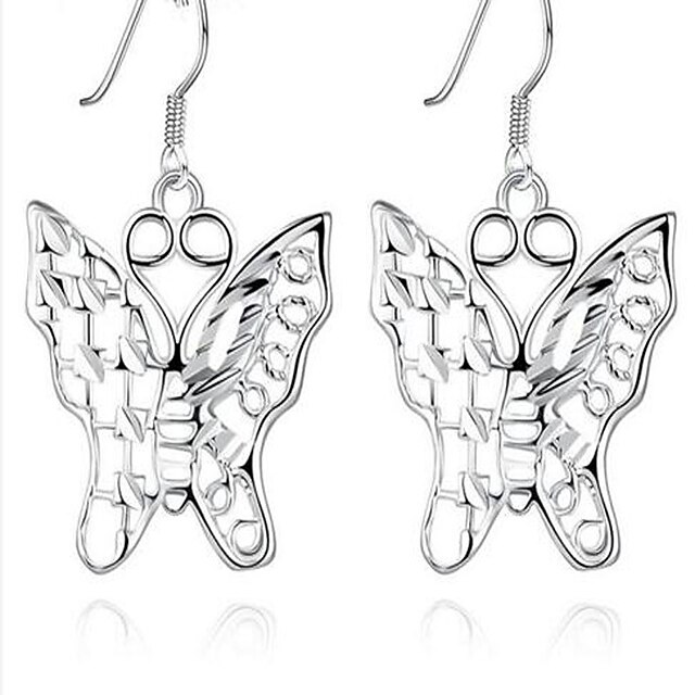  Damen Tropfen-Ohrringe Schmetterling Tier Schleife Personalisiert Europäisch Modisch Sterling Silber versilbert Ohrringe Schmuck Weiß Für Alltag Normal