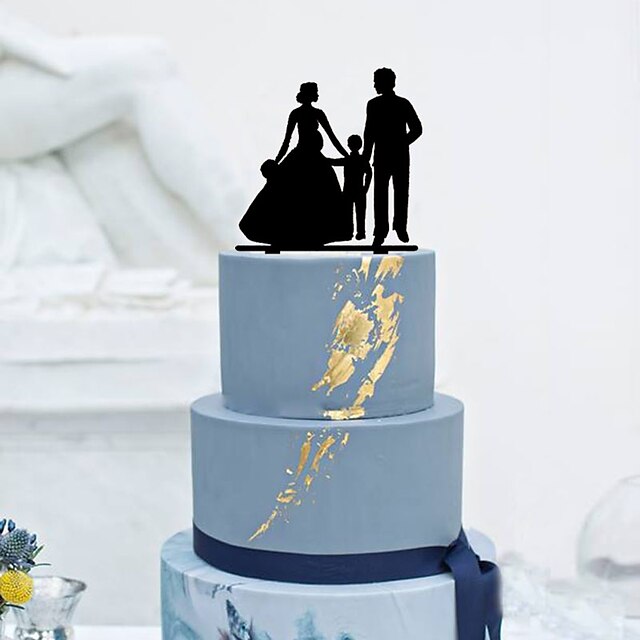  קישוטים לעוגה נושא קלאסי זוג קלסי אקרילי חתונה עם פרח 1 pcs קופסאת מתנה
